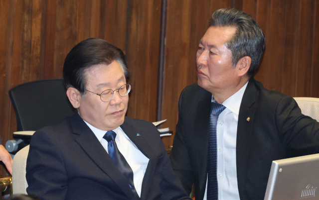 더불어민주당의 이재명 대표와 정청래 수석최고위원. 연합뉴스
