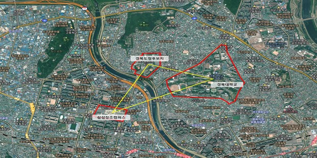 옛 경북도청 터, 경북대, 삼성창조캠퍼스를 연계한 대구 도심융합특구. 출처 국토교통부