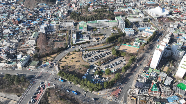 대구 북구 산격동 일대 상공에서 바라본 옛 경북도청 후적지(현 대구시청 산격청사)의 모습. 매일신문 DB