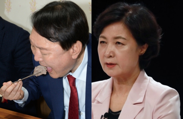 대선 후보 당시 윤석열 대통령, 추미애 전 법무부 장관. 기사 이해를 돕기 위한 자료사진. 연합뉴스
