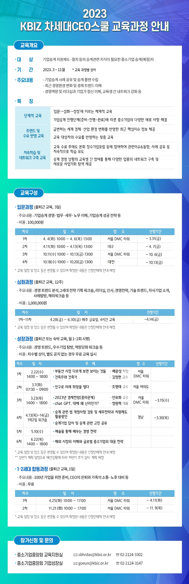 2023년 KBIZ 차세대CEO스쿨 포스터. 중소기업중앙회 제공.
