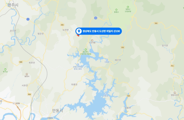 안동 산불 발생 위치. 네이버 지도