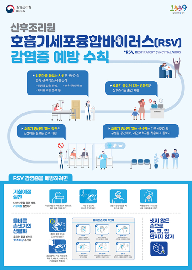 산후조리원 호흡기세포융합바이러스 감염증 예방수칙. 대구시 제공.