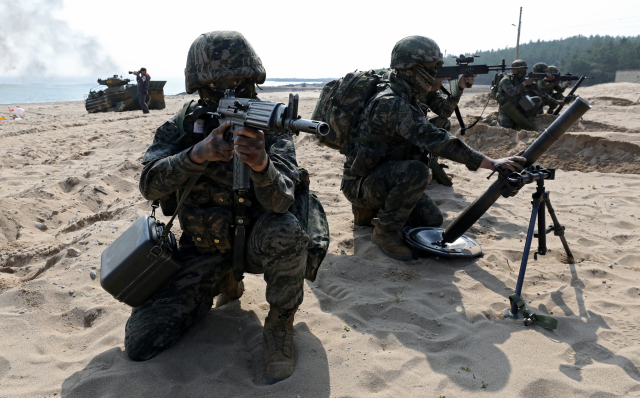 29일 경북 포항시 화진리 해변에서 한·미 연합 
