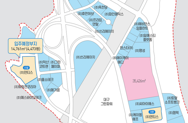 임플란트 제조 전문기업 ㈜덴티스 제3공장 부지 위치도. 대구시 제공