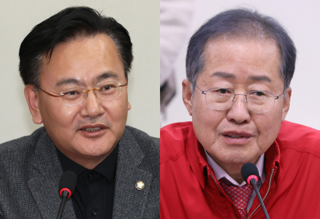 국민의힘 유상범 수석 대변인, 홍준표 대구시장. 연합뉴스