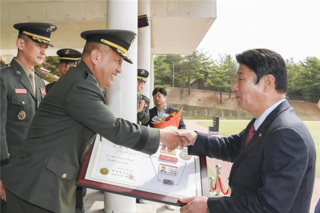 강대식 국민의힘 의원(대구 동구을)이 지난 14일 해병대사령부 연병장에서 열린 