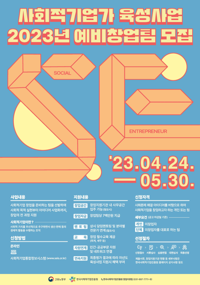 2023년 사회적기업가 육성사업 예비창업팀 모집 포스터. 대구시사회적기업협의회 제공.