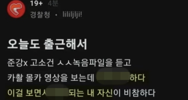 성범죄 사건을 수사하는 경찰이 불법으로 촬영된 영상을 보고 부적절한 글을 남겨 논란이 일고 있다. 온라인 커뮤니티 캡처