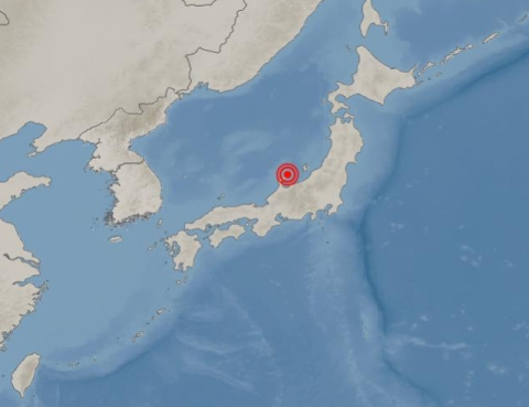 일본 혼슈 도야마 북쪽 해역 4번째 지진 