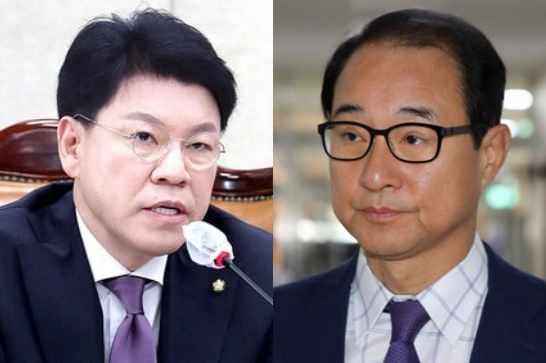 장제원 행안위원장(왼쪽)과 이성만 무소속 의원.