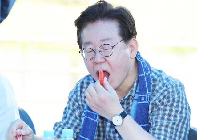 더불어민주당 이재명 대표가 16일 오후 경기도 안성시 죽산면 장원리에서 열린 