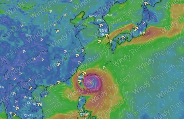 유럽중기예보센터(ECMWF) 모델 예상 5월 31일 오전 1시 태풍 마와르 위치