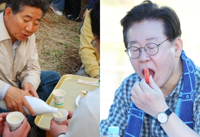 고(故) 노무현 전 대통령(왼쪽), 더불어민주당 이재명 대표. 연합뉴스