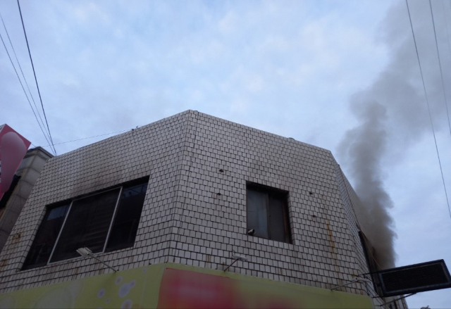 경북 칠곡군 한 상가에서 발생한 화재. 경북소방본부 119종합상황실 제공