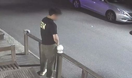 한 음식점 테라스에서 노상방뇨를 한 남성이 누리꾼들의 뭇매를 맞고 있다. 온라인 커뮤니티 갈무리