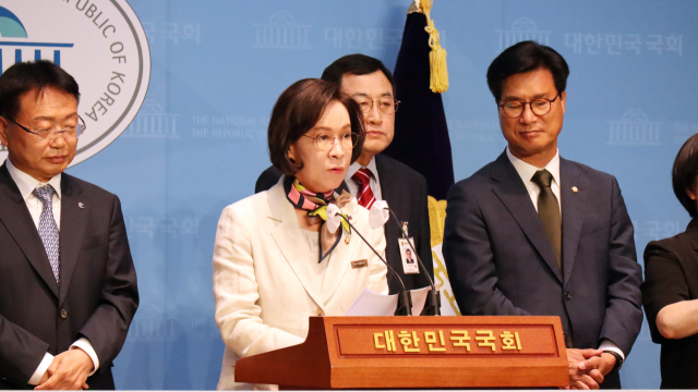 12일 기자회견에서 발언 중인 이인선 국민의힘 의원(대구 수성구을). 이인선 의원실 제공
