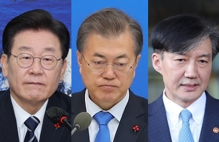 이재명, 문재인, 조국. 연합뉴스