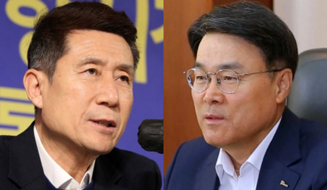 이강덕 포항시장(왼쪽), 최정우 포스코그룹 회장