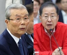 김종인 전 국민의힘 비상대책위원장(왼쪽), 홍준표 대구시장. 연합뉴스