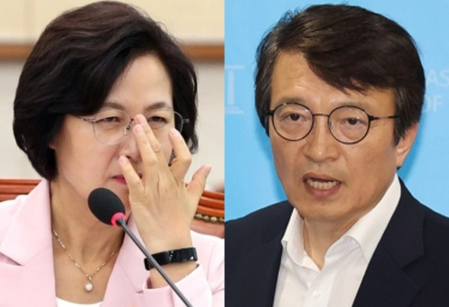추미애 전 법무부 장관, 더불어민주당 김의겸 의원. 연합뉴스