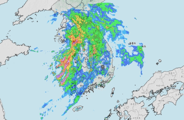 13일 오후 10시 45분 기준 전국 강우 현황. 자료이미지. 기상청