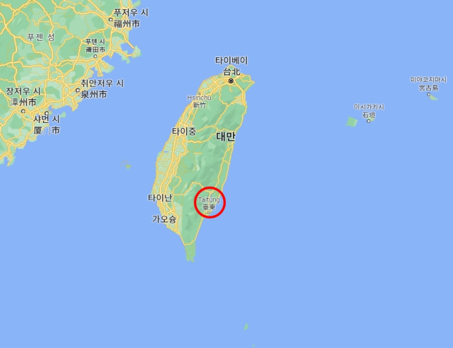 대만 타이동 지역 위치. 구글맵