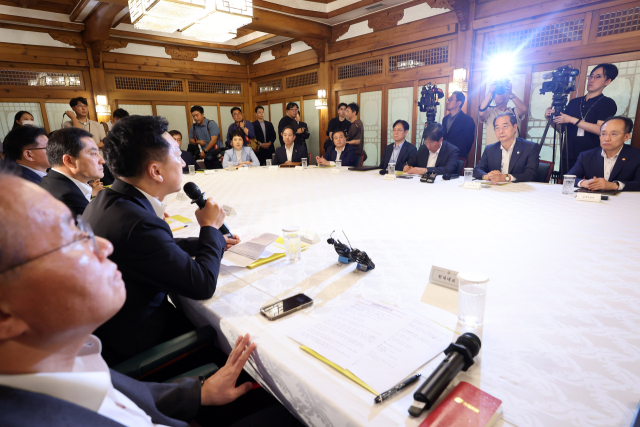 국민의힘 김기현 대표가 28일 오전 서울 삼청동 총리공관에서 열린 고위당정협의회에서 발언하고 있다. 연합뉴스