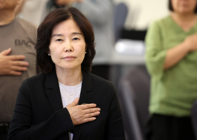 더불어민주당 김은경 혁신위원장이 2일 오후 강원 춘천시 세종호텔에서 열린 전국 순회 간담회 