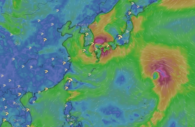 유럽중기예보센터(ECMWF) 모델 예상 6호 태풍 카눈 8월 10일 0시 위치