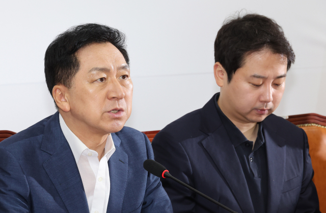 국민의힘 김기현 대표가 7일 오전 서울 여의도 국회에서 열린 최고위원회의에서 발언하고 있다. 연합뉴스