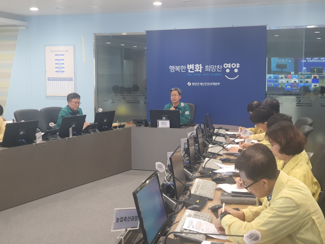 오도창 영양군수와 간부들이 10일 태풍 대비 상황판단회의를 개최하고 지역 내 대비책 등을 점검하고 있다. 영양군 제공