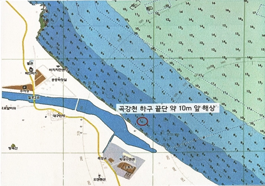 13일 낮 포항 칠포해수욕장 익수사고 지점. 포항해양경찰서 제공.