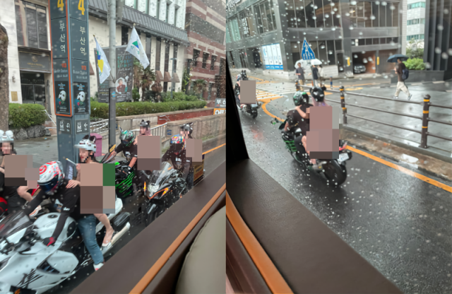 19일 부산에서 목격된 비키니 라이딩 장면. 온라인 커뮤니티 캡처