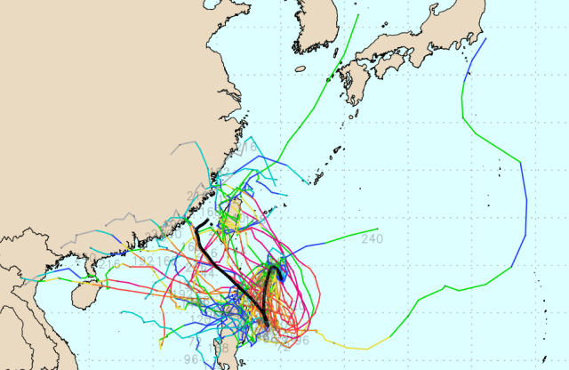 미국기상청(GFS) Ensemble(앙상블) 모델 9호 태풍 사올라 예상경로