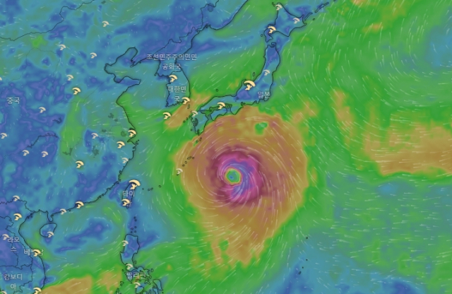 유럽중기예보센터(ECMWF) 모델 예상 11호 태풍 하이쿠이 9월 3일 낮 12시 위치