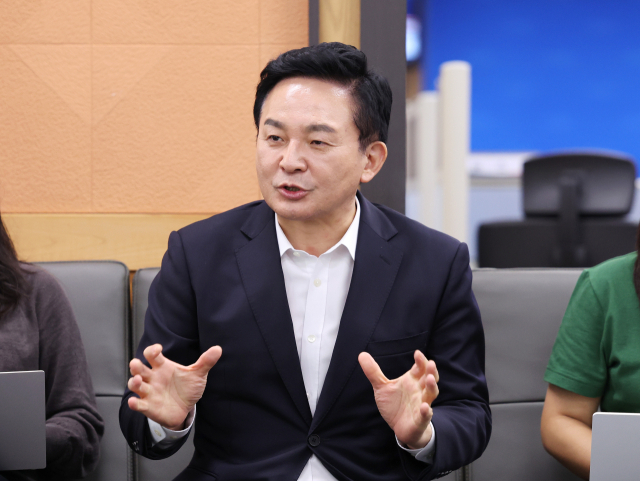 원희룡 국토교통부 장관이 28일 오전 세종시 정부세종청사에서 열린 출입기자단 간담회에서 발언하고 있다. 연합뉴스