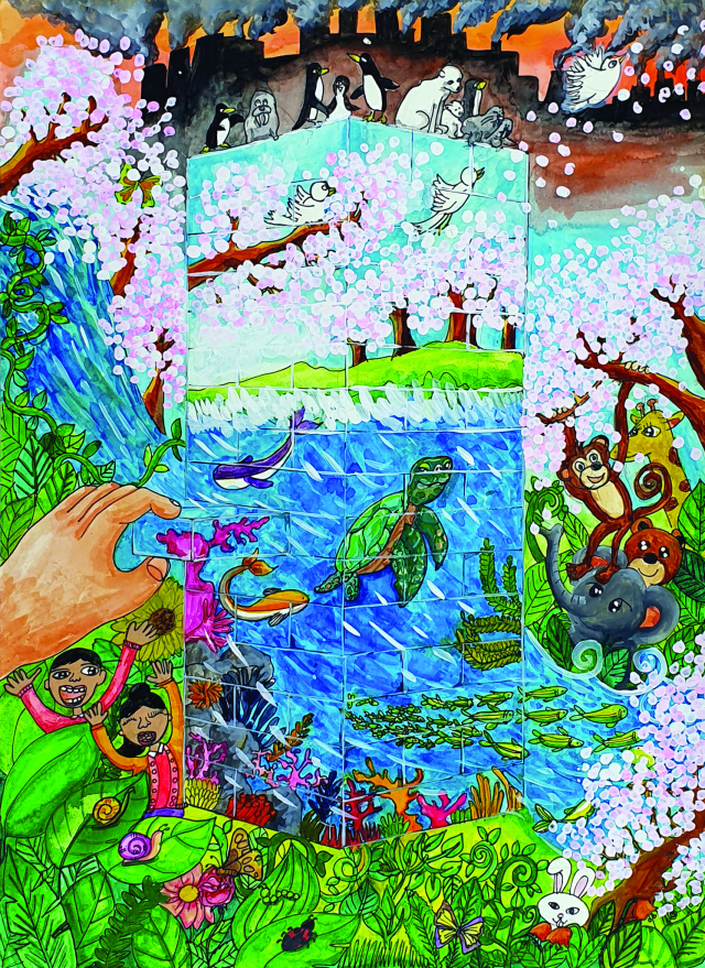 제31회 대구경북 환경사랑 글짓기·그림 공모전 그림 부문 최고상인 환경부장관상을 받은 조서연(대구 학산초 3년) 학생의 작품.