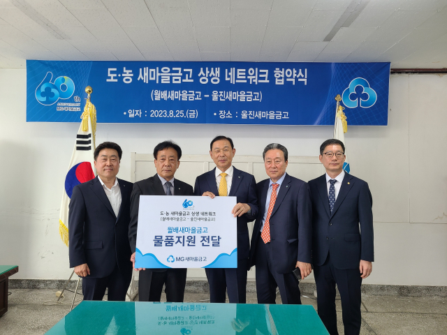 대구 월배새마을금고(이사장 김용욱)는 25일 경북 울진새마을금고(이사장 오보근)와 농촌 금고 활성화 및 동반성장 기반 실현을 위한 도·농 상생 네트워크 협약식을 했다. 2023.8.28. 월배새마을금고 제공