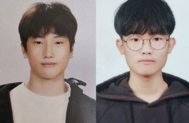 전북 완주군 봉서중학교 1학년 장수인·전도영 군. 완주소방서 제공.