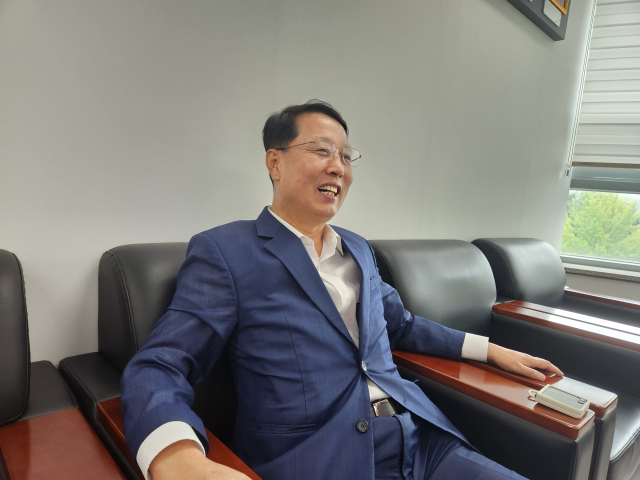 윤상훈 구미시체육회장 인터뷰 모습. 이영광 기자