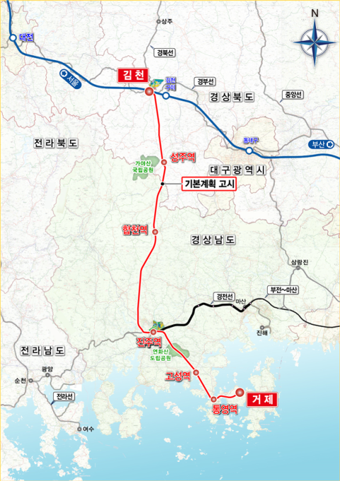 남부내륙철도 노선도. 매일신문 DB