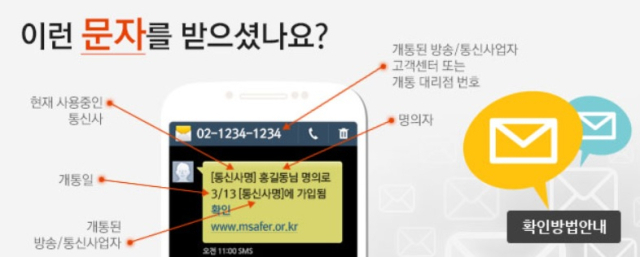 명의 도용 차단 서비스 안내. 한국정보통신진흥협회 제공.