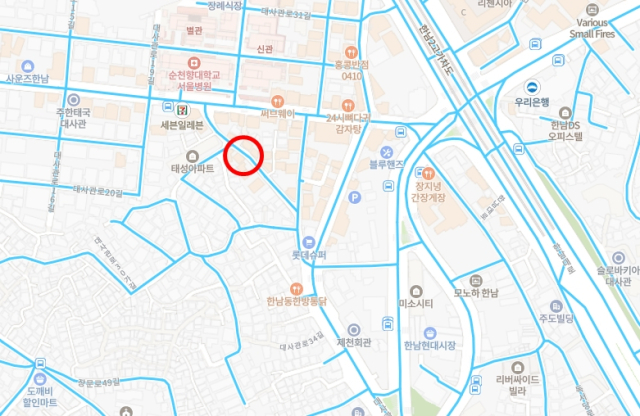 사고 발생 위치. 네이버 지도
