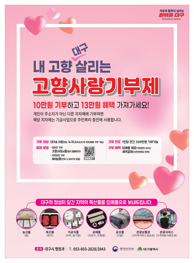 대구시 고향사랑기부제 답례품 공급업체 공개 모집 홍보 포스터. 대구시 제공