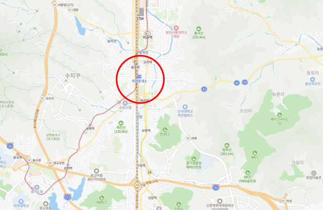 경부고속도로 죽전휴게소 위치. 네이버 지도