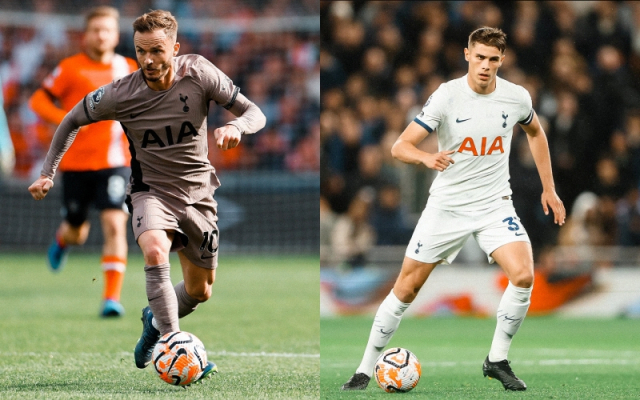 Os jogadores do Tottenham, James Maddison (esquerda) e Micky van der Ben, ficarão afastados por um longo período devido a lesão.  Fornecido por Tottenham SNS