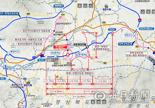 경부고속도로 진량하이패스IC 위치도. 매일신문 DB
