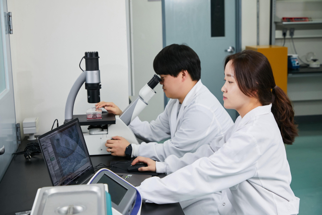 케이메디허브는 입주기업인 ㈜아스트로젠 신경질환 치료제 개발을 위한 동물실험을 지원했다. 사진은 케이메디허브 전임상센터 신약평가팀 연구 모습. 케이메디허브 제공.