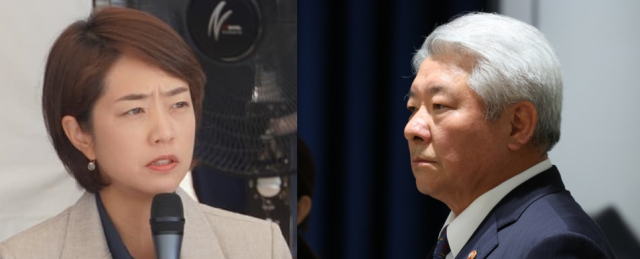 고민정 더불어민주당 최고의원, 김홍일 방송통신위원장 후보자. 고 최고위원 페이스북, 연합뉴스
